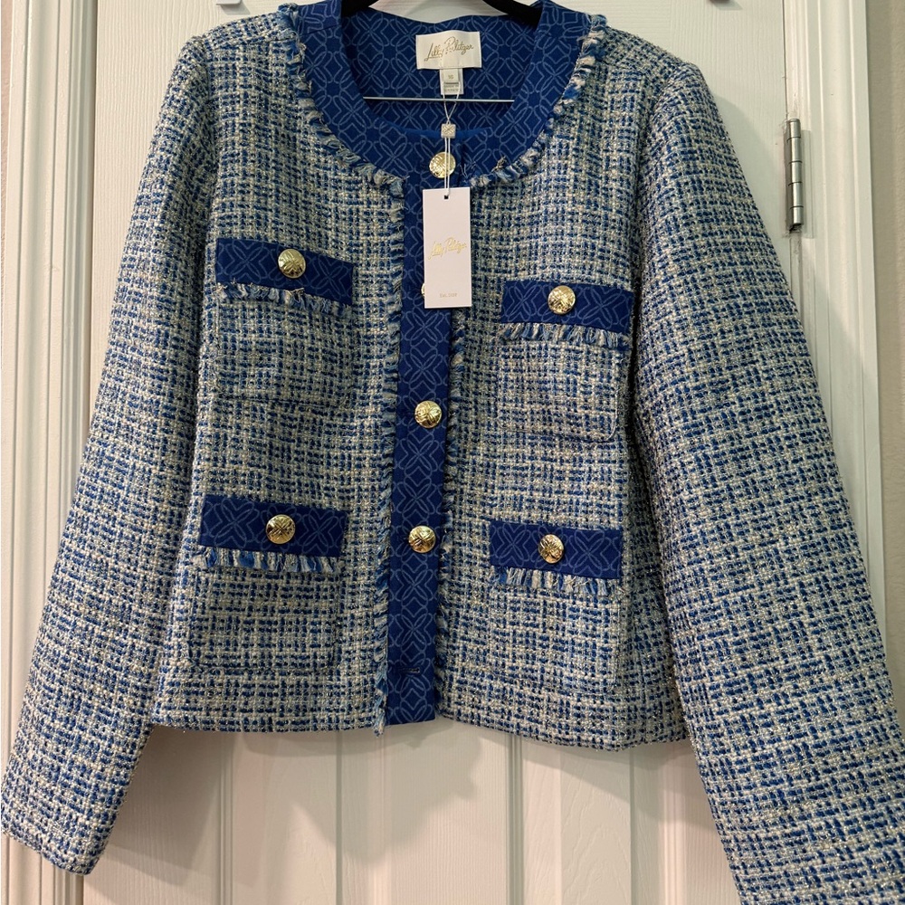 Lilly Pulitzer Navy and White Tweed Suit